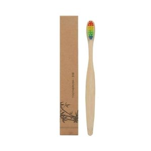 Wholesale 500pcs Colorful Head Bamboo Toothbrush Environment Wooden Rainbow Bamboo Toothbrush Oral Care Soft Bristle Cepillo De Dientes De Bambu