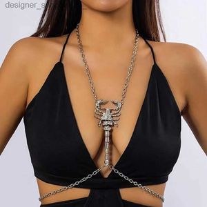 Other Fashion Accessories Punk Beach Sexy Scorpion Breast Belly Bo Chain For Women Cool Crystal Spicy Girl Chest Chain Necklace Bochain AccessoriesL231215