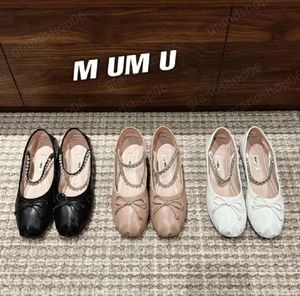 LUSSO Miu Paris Ballet Stilista Scarpe da ballo professionali 2023 Ballerine in raso uiui Piattaforma Bowknot Bocca superficiale Sandali piatti con scarpa singola per donna 04