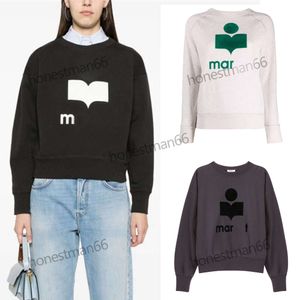 Isabel Marants 24SS Letter Print Triangle Neck Black Sweatshirt Cotton Hoodies New Women Designer Fashion Sweater Långärmad Pullover Sportshirt Tops