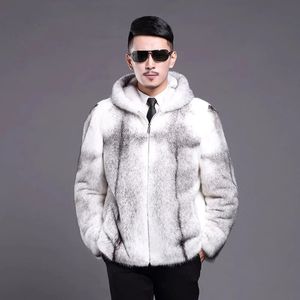 Men's Fur Faux Fur Men's fur mink coat hooded slim-fit zipper short casual jacket plus size 231215