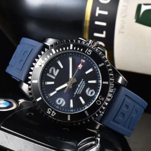Breit Men's Watch Japan Super Designer Luxury Quartz Endurance Chronograph 44mm Baby Rubber Mens Watches Hardex Glass Wristwatches BR2
