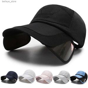 Ball Caps Sun Hat Retractable Wide Brim Fishing Hats UV Protection Breathable Adjustable Baseball Cap for Beach Golf Running TennisL231212