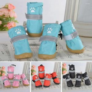 Hundkläder 4st/set vattentäta husdjurskor Anti-halk Rain Snow Boots Reflekterande skor för små katter Dogs valpstrumpor