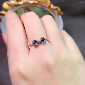 クラスターリング2023ハートトパーズシルバー925女性用の高級ジュエリー婚約指輪カラフルなクリスタルナチュラルジェムストーン良い贈り物