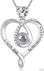 Halsketten mit Anhänger ELDA COI Love You Halskette 100 Sprachen Herzförmiger Anhänger Halskette Damen 925 Sterling Silber November Geburtstag Kristallschmuck Geburtstagsgeschenk