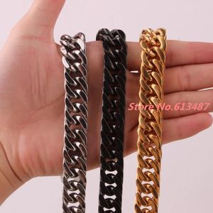 Catene da uomo enormi e pesanti in acciaio inossidabile 316L argento oro colore nero catena cubana collana o bracciale da uomo 7-40 