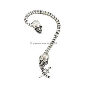 Ear Cuff Vintage Style Sier Brown SKL Skeleton Head Drop Delivery Jewelryörhängen Dh4O9