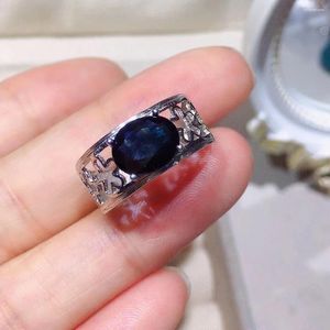 Cluster Ringe Vintage 925 Silber Schwarz Saphir Mann Ring 2ct 7mm 9mm Natürlicher Schmuck 3 Schichten 18 Karat Vergoldung für