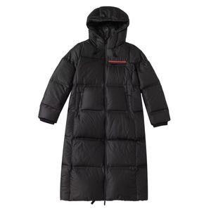 Designer hochwertiger Winter im Außenwinkel mit Kapuze -Dreieck Down Jacke Stretch Taille Down Down Jacket Dicke Mantel ausgedehnt