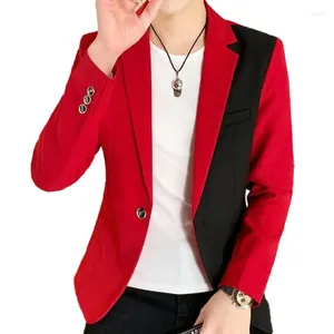 Erkekler Suits Erkekler Ceket Bahar Kore moda birleştirme Renk Sıradan blazer yüksek kaliteli ince fit blazers marka giyim sokak kıyafetleri