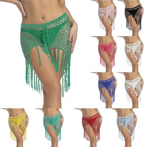 Women's Swimwear Ladies Summer Casual Handmade Crochet Beach Skirt Bikini Cover Hollow Tassel Fishtail