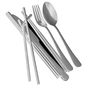 Dinnerware Sets Tableware Western Cutlery Set Portable Flatware Travel Case Serving Utensils Spoons Stainless Steel Silverware Banquet