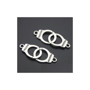 Anslutningar 50st/Lot Ancient Sier Alloy Handcuffs Charms Components Pendants For DIY Jewelry Making Findings 40x15mm Drop Delivery Jew DHZ5A