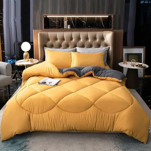 Comforters sets Nordic Winter Warm Quilt Thick Fluffy Cotton Quilts Comforter Duvet All Seasons Solid Color Luxury Soft Blankets Twin King Size 231215