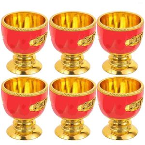 Copos de vinho 6 pcs copo de plástico para oferecer decorações de banheiro de mesa tigela de meditação sacrificial manchas pés altos casa prosperidade