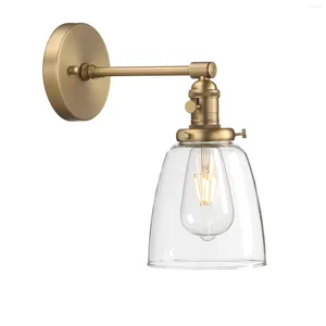 Wall Lamp Phansthy Industrial Single Sconce Brushed Nickel Bathroom Vanity Light Fixture With 5.5 Inches Dome Clear Glass Shade