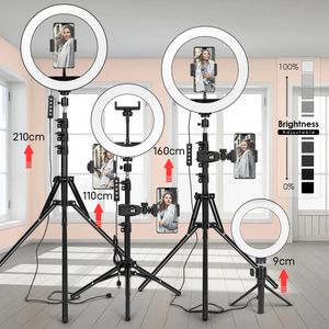 Akcesoria Tripod z LED Ring Light do telefonu Statyw Statyw Selfie Selfie Fotografia Lampka Lampa Kolor Studio fotograficzne dla YouTube Live