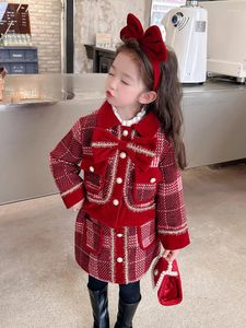 Clothing Sets Girl Year Clothes Winter Children's Quilted Female Baby Western Style Red Suit Skirt