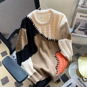 Осень-зима, новый бренд Tide, контрастный свитер с длинными рукавами Y2K, уличные модные свитера в стиле ретро для мужчин и женщин