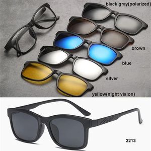 Модные оправы для солнцезащитных очков Модные оптические оправы для очков Мужчины Женщины Близорукость с 5 клипсами на солнцезащитных очках Поляризованные магнитные очки для мужских очков 231215