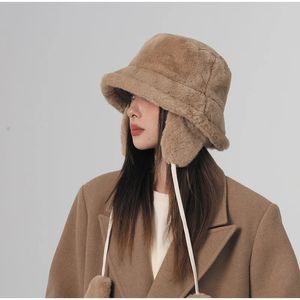 Beanie Skull Caps Bomber Winter Warm Bucket Hat Hatts For Women Golf Cap vandring Päls Bomull Tyg Ear Protection 231216