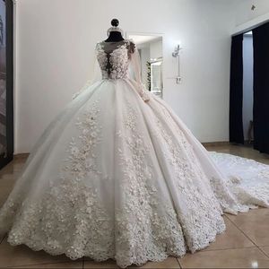 Luxury White Detachable Train Mermaid Wedding Dresses 2024 Sheer Neck Long Sleeves Lace Appliques Bride Gowns Vestidos De Novia