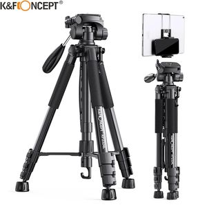 Holders K F Concept 56"/142cm Tripod with 3Way Swivel Pan Tilt Head Stand with Cellphone Holder Smartphone Clip Quick Release Plate