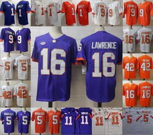 NCAA 16 Trevor Lawrence Clemson Tigers zszyty koszulka futbolu uniwersyteckiego 2 Cade Klubnik koszulka 11 Jersey Simmons 5 D.J. Uiagalelei 4 Watson 13 Renfrow