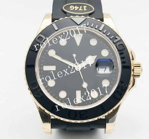 KFF FACTORY MĘŻCZYZN 904L Black Dial z markerami kropkowymi 120 miękki kliknięcia Dwukierunkowa ceramiczna ramka automatyczna ruch 40 mm 3235 18K Gold Strage