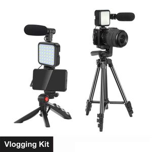 Holders Telefon DSLR Camera Vlog TripoD Selfie Vlogging Kit Telefonhållare Remote Control med Microphone LED Light For Phone Live YouTube