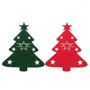 Table Mats 4pcs Christmas Cutlery Holder Knife Fork Sppon Pocket Bag Tree Decor G2AB