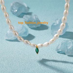 Canner Fine Jewelry Christmas Necklace Green Stone 925 Sterling Silver Luxury Gold Plated Custom Name Statement Pearl Halsband