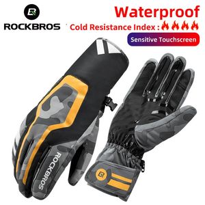 Лыжные перчатки ROCKBROS Зимние лыжные перчатки водонепроницаемые Велосипедные перчатки Спорт на открытом воздухе Мотоциклетные велосипедные лыжные перчатки Тепловые перчатки Снежные перчатки 231216