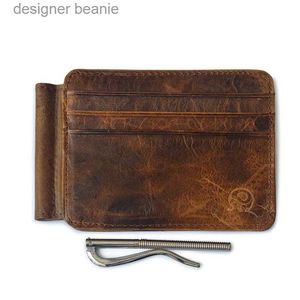 Деньги зажигают подлинный кожаный зажим для карт винтажный дизайнер мужской тонкий с 12 картами Slim s для Manl231216