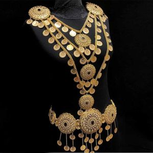 Paski do talii luksusowe złoto Kurdyjska biżuteria ślubna do ślubnej starożytnej arabskiej monety łańcucha łańcucha monet