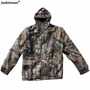 Hunting Jackets Winter Fishing Waterproof Coat Tree Bionic Camouflage Hunting Hooded Jacket Keep-Warm Thicken Fleece Cotton Sniper Clothes 231215