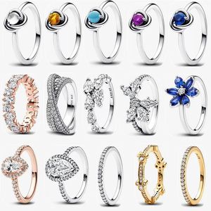 Designer Women Luxury Wedding Rings Christmas Holiday with box New Year Gift DIY fit Pandoras Alternating Sparkling Band series Jewelry wholesale