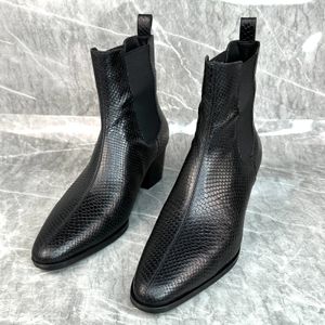 Сапоги из змеиной кожи, ботинки челси в западном стиле, мужские винтажные туфли ручной работы с острым носком, мужские короткие сапоги из натуральной кожи, модная мужская обувь 231216