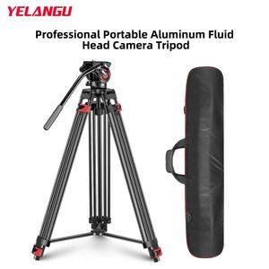 Tillbehör Professionell Heavy Duty Video Stativ 75 tum Aluminiumlegering 360 graders Fluid Drag Head för videokamera/DSLR -huvudkamera stativ