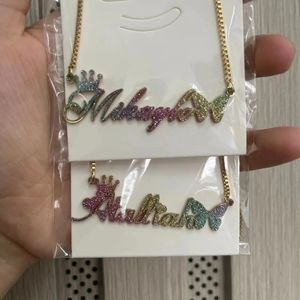 Anhänger-Halsketten, individuelle Namenskette mit Box-Kette, individuelles Halsband aus Edelstahl, personalisierter Bling-Schmuck 231216