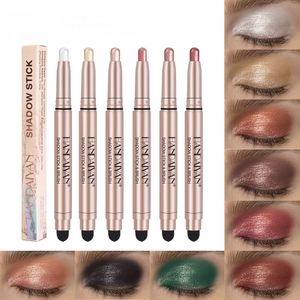 Handaiyan matte eyeshadow stick eye shadow sticks with sponge brush highlighter Metallic Shimmer Easy to Wear Long-lasting luxury makeup eyeshadows pencil