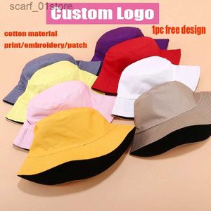 Wide Brim Hats Bucket Hats Double-sided Wearing Cotton Bucket C DIY Custom Men Women Sun Hat Reversible Fisherman Hat Summer Panama C Sun GorrosL231216