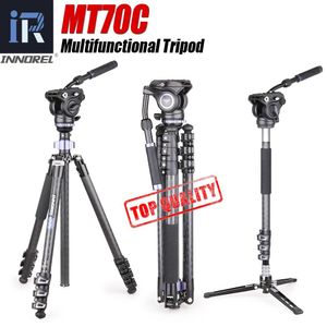 Supporti MT70C Treppiede monopiede in fibra di carbonio a 10 strati Testa fluida Kit monopiede video professionale panoramico per videocamera DSLR digitale