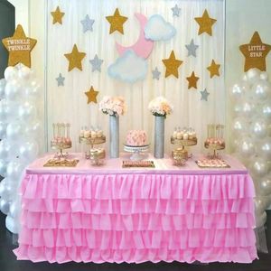 Table Skirt Pink Tutu Tulle Table Skirt Colorful Tablecloth Wedding Banquet Birthday Party Table Cover Decoration Christmas Decor 231216