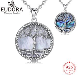 Hängen Eudora Sterling Sier Tree of Life Halsband Mor till pärlhängen Två stil Blue Statement Necklace for Women Girl Gift