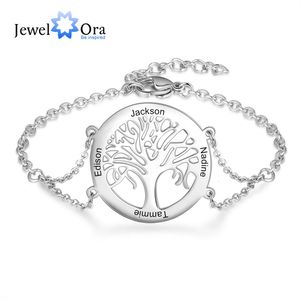 Charme Pulseiras Árvore da Vida Personalizada com Nome Gravado Família Personalizada de Aço Inoxidável para Mulheres Presente de Ano 231215