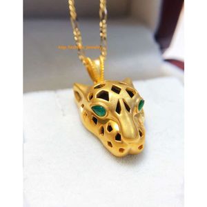 Lerca Hip Hop Jewelry Luxury Fashion Solid Pure 18K Gold Leopard Charms hängen Halsband med Figaro Link -kedja för män