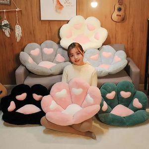 Cushion/Decorative Pillow INS Cat Paw Pillow Animal Seat Cushion Stuffed Plush Sofa Indoor Floor Home Cute Cozy Chair Decor Winter Children Girls Gift 231216