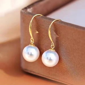 Stud Yunli Real 18K Gold Akoya Seawater Pearl Drop Earrings Pure Au750 Earring Hooks Fine Jewelry Wedding Gifts for Women E103